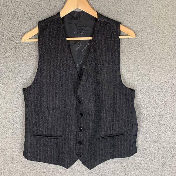 Saint Laurent Charcoal Striped Vest - Picture 1 of 5
